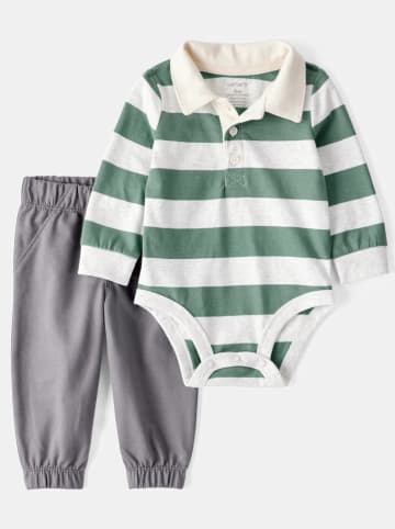 carter's 2-delige outfit grijs/wit/groen