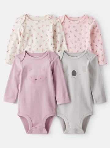 carter's 4-delige set: rompers wit/lichtroze/grijs