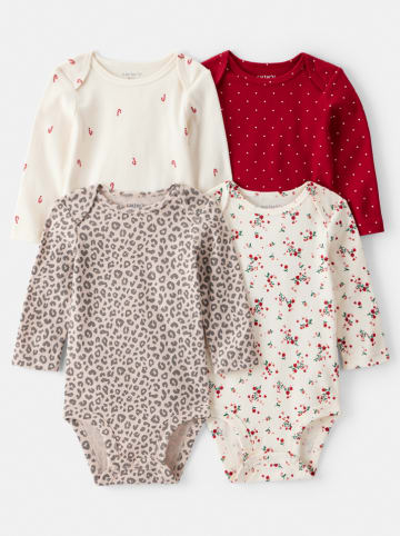 carter's 4er-Set: Bodys in Creme/ Beige/ Rot