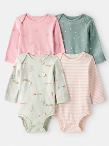carter's 4-delige set: rompers lichtroze/groen