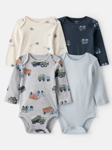 carter's 4-delige set: rompers blauw/grijs/ecru