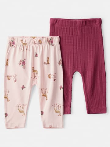carter's Legginsy (2 szt.) w kolorze jasnoróżowo-bordowym
