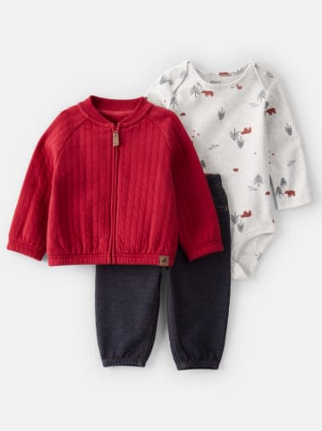 carter's 3-delige outfit rood/donkerblauw/grijs