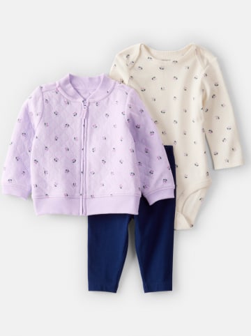 carter's 3-delige outfit donkerblauw/paars/crème