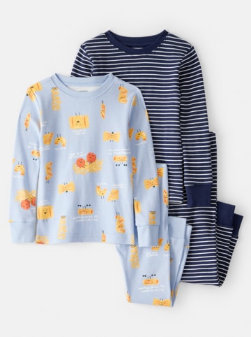carter's 2er-Set: Pyjamas in Blau/ Dunkelblau/ Gelb