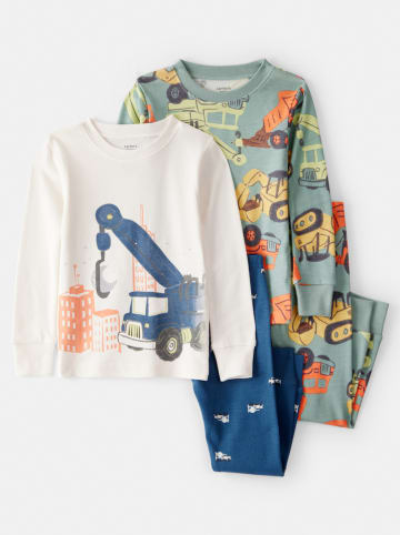 carter's 2-delige set: pyjama's crème/blauw/kaki