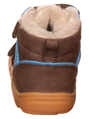 bisgaard Leder-Barfußschuhe in Braun/ Hellblau