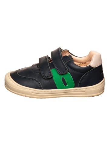 bisgaard Leder-Sneakers in Grün/ Schwarz