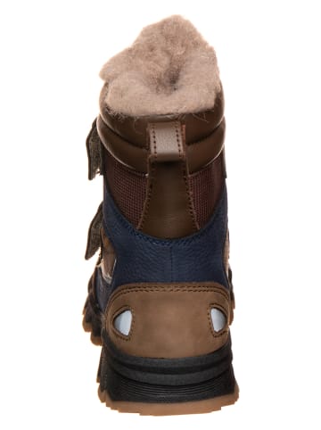 bisgaard Leder-Winterboots "Torben" in Braun/ Dunkelblau