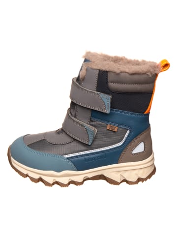 bisgaard Leder-Winterboots "Torben" in Blau/ Grau
