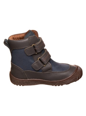 bisgaard Leder-Boots  in Dunkelblau/ Braun