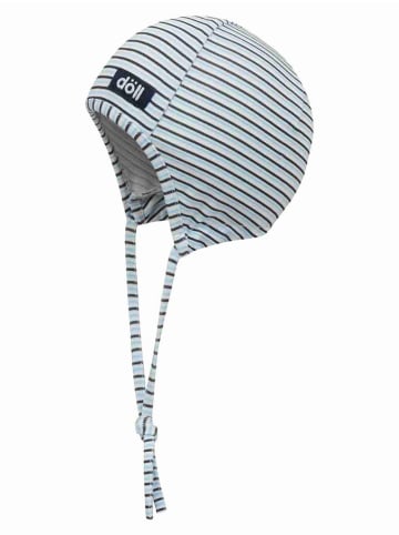 Döll Strikmuts wit/lichtblauw/donkerblauw