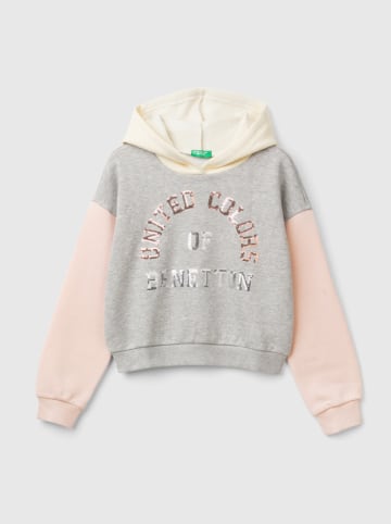 Benetton Bluza w kolorze szaro-jasnoróżowo-kremowym