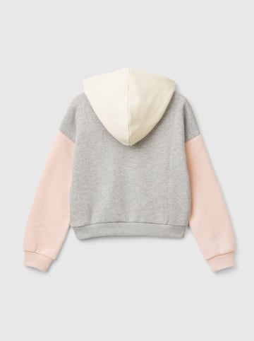 Benetton Bluza w kolorze szaro-jasnoróżowo-kremowym