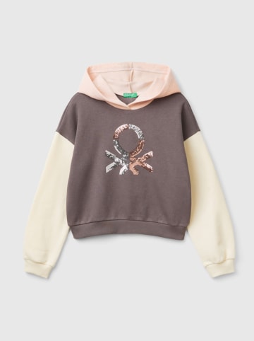 Benetton Hoodie bruin/crème/oranje