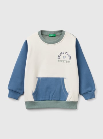 Benetton Sweatshirt in Grün/ Blau/ Creme