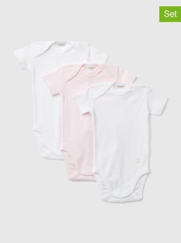 Benetton 3er-Set: Bodys in Weiß/ Rosa