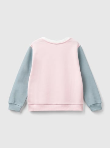 Benetton Sweatshirt in Weiß/ Hellblau/ Rosa