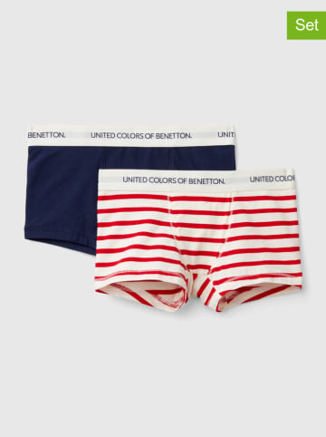 Benetton 2er-Set: Boxershorts in Dunkelblau/ Creme/ Rot