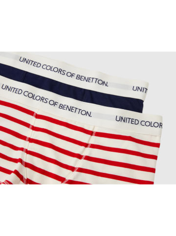 Benetton 2er-Set: Boxershorts in Dunkelblau/ Creme/ Rot