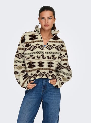 ONLY Fleece trui beige/zwart
