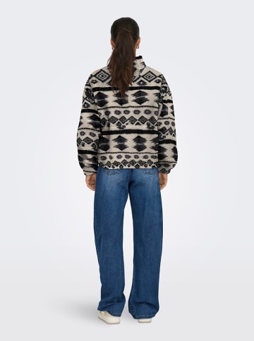 ONLY Fleece trui crème/zwart