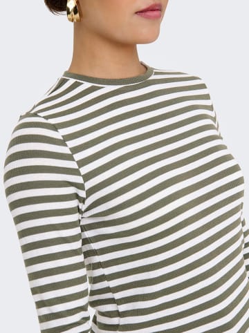 ONLY Longsleeve in Dunkelgrün/ Weiß