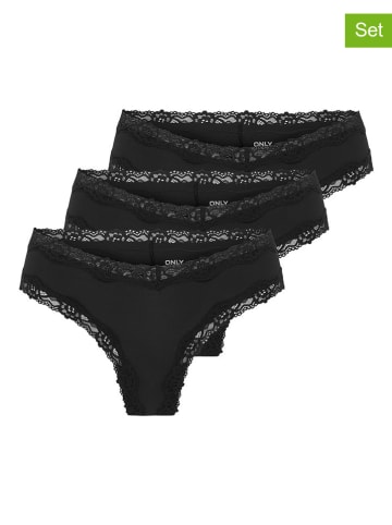 ONLY 3er-Set: Slips in Schwarz