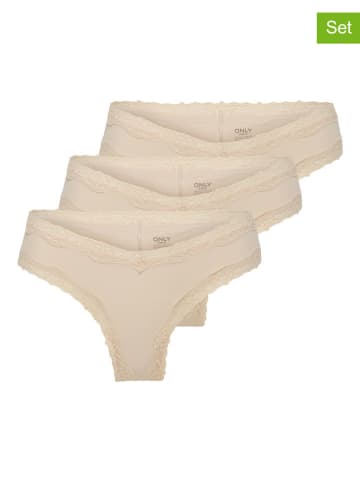ONLY 3er-Set: Slips in Beige