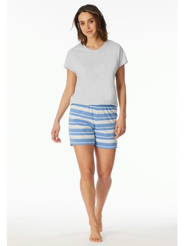 Schiesser Pyjama in Hellblau/ Grau