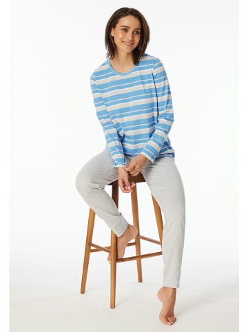 Schiesser Pyjama in Hellblau/ Grau
