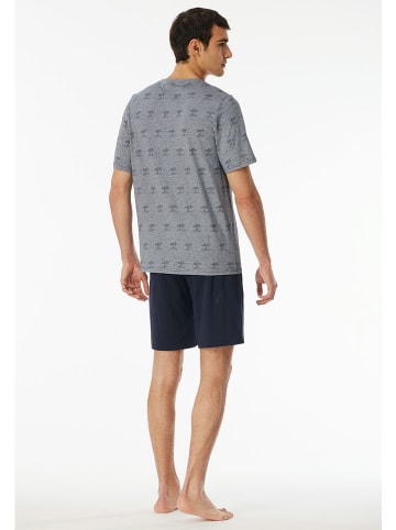Schiesser Pyjama in Dunkelblau/ Grau