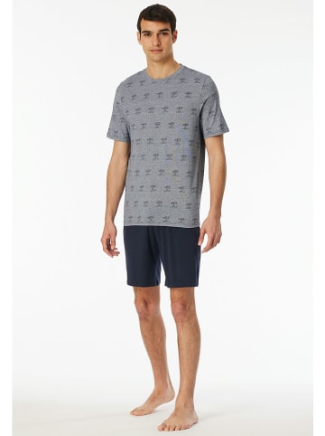 Schiesser Pyjama in Dunkelblau/ Grau