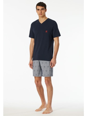 Schiesser Pyjama donkerblauw/grijs