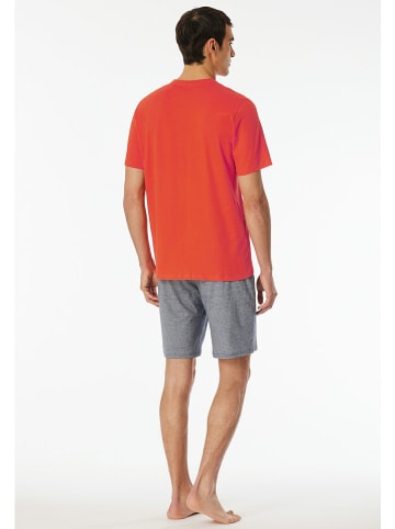 Schiesser Pyjama rood/grijs