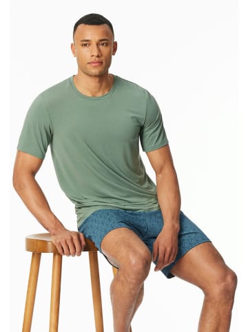 Schiesser Pyjama kaki/blauw