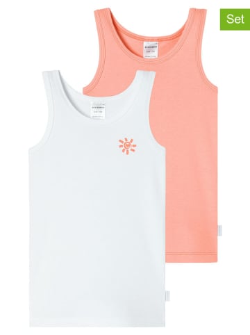 Schiesser 2er-Set: Tops in Weiß/ Orange