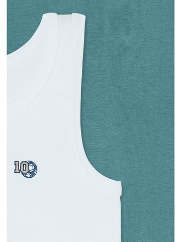 Schiesser 2-delige set: tops turquoise/wit