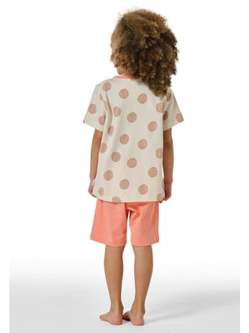 Schiesser Pyjama in Orange/ Beige