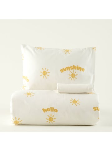BELLA MAISON 3-delige beddengoedset "Hello" wit/geel