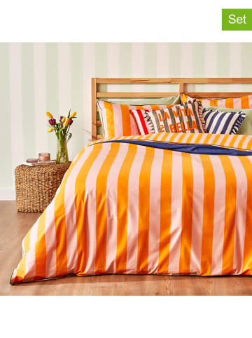 BELLA MAISON 3tlg. Bettwäscheset "Line" in Rosa/ Orange