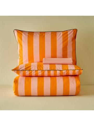 BELLA MAISON 3tlg. Bettwäscheset "Line" in Rosa/ Orange