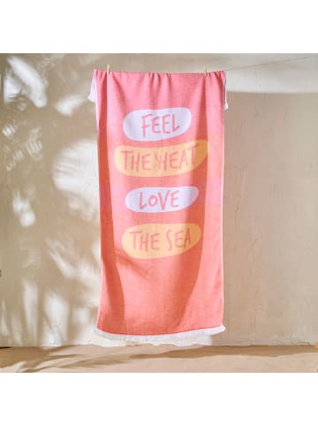 BELLA MAISON Strandtuch "Love The Sea" in Pink/ Orange - (L)160 x (B)90 cm
