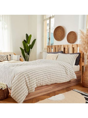 BELLA MAISON 4-delige beddengoedset "Sevilla" crème/antraciet