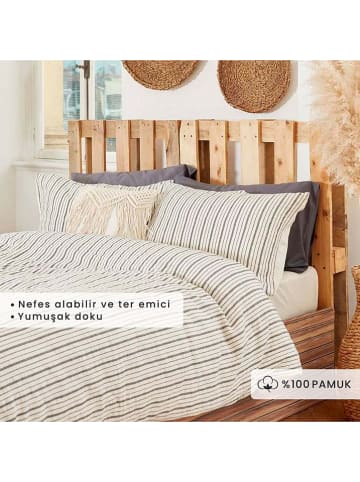 BELLA MAISON 4-delige beddengoedset "Sevilla" crème/antraciet