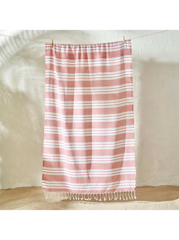 BELLA MAISON Strandtuch "Stripe" in Weiß/ Orange - (L)160 x (B)90 cm