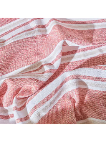 BELLA MAISON Strandtuch "Stripe" in Weiß/ Orange - (L)160 x (B)90 cm