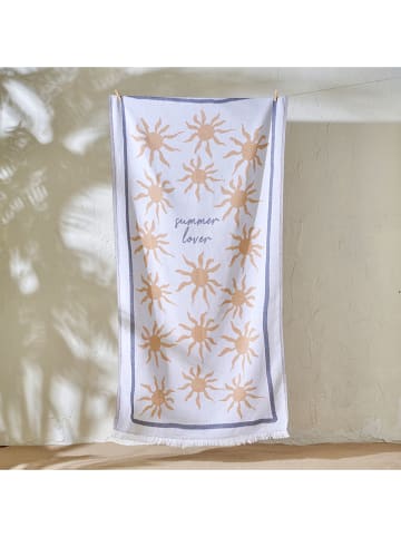 BELLA MAISON Strandtuch "Summer Lover" in Weiß/ Gelb/ Blau - (L)160 x (B)90 cm