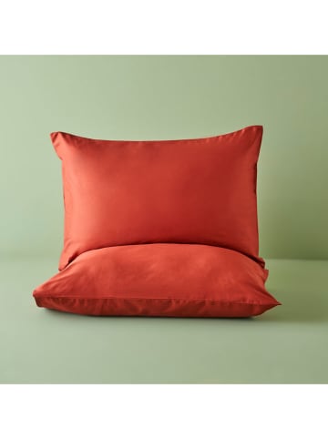BELLA MAISON 2-delige set: satijnen kussenhoezen "Supreme" oranje - (L)50 x (B)70 cm