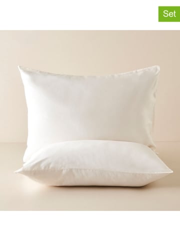 BELLA MAISON 2er-Set: Satin-Kissenhüllen "Supreme" in Weiß - (L)50 x (B)70 cm